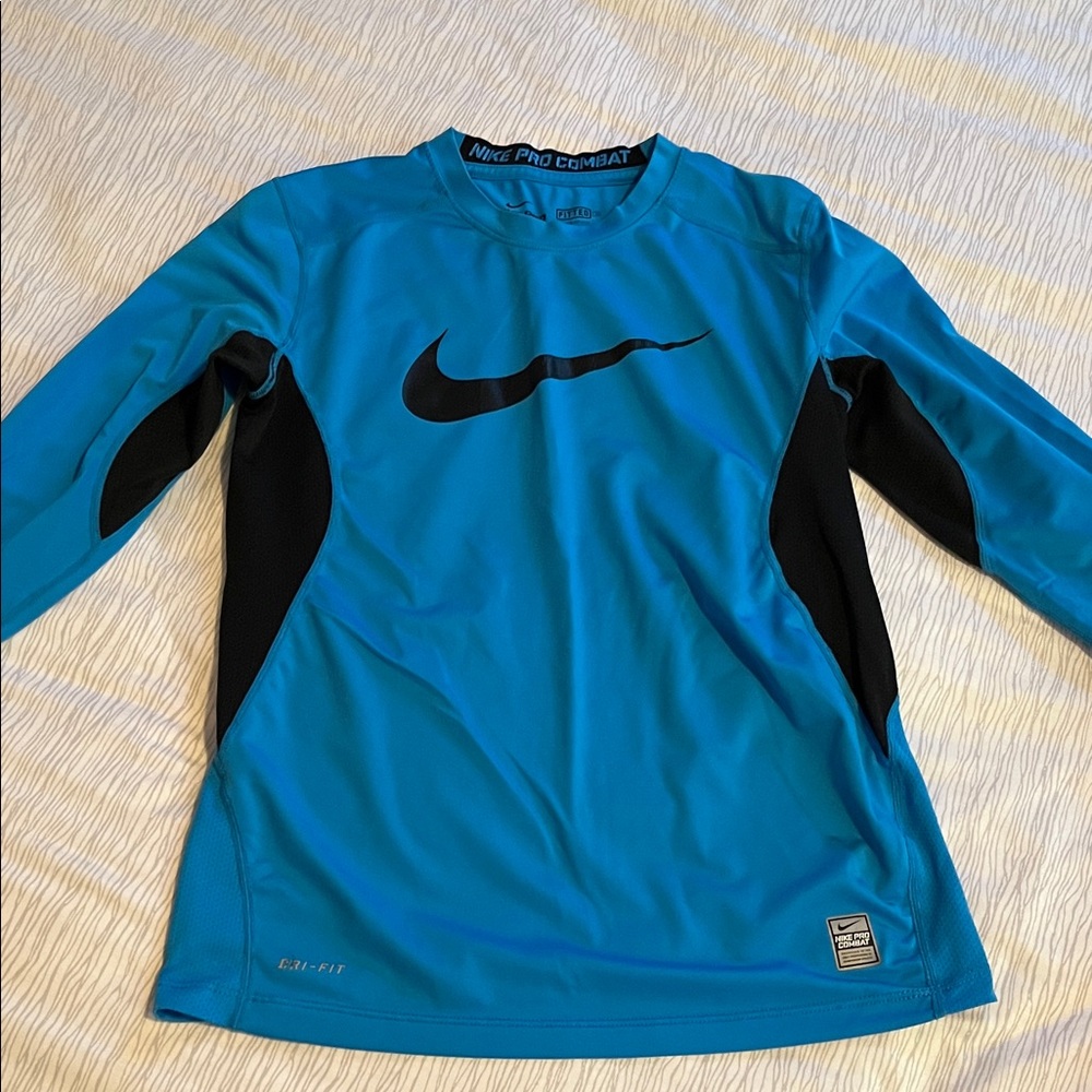 Nike Blue and Black Long Sleeve Shirt